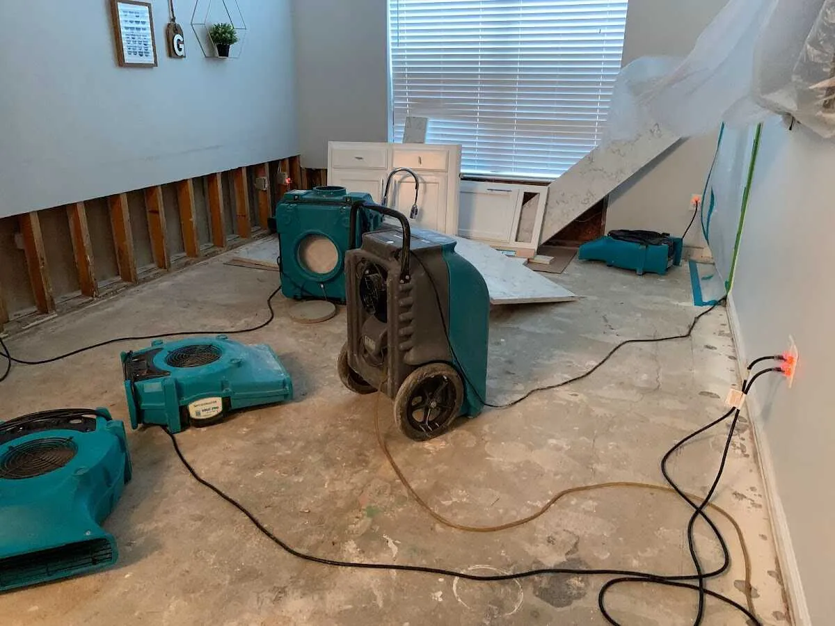 Dehumidifier in flood-cut room for Water Damage Restoration in El Sobrante