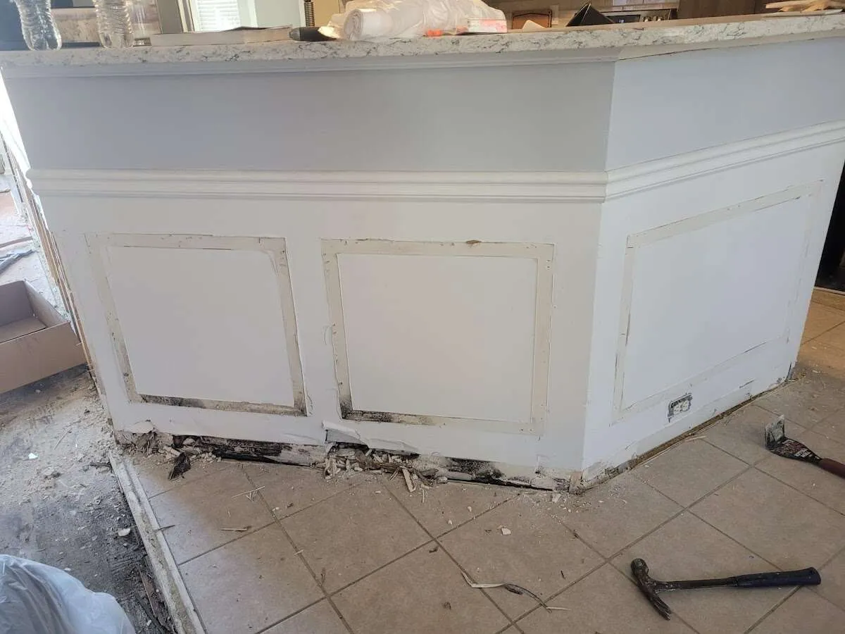 Water damage and mold on kitchen during Storm Damage Restoration in El Sobrante